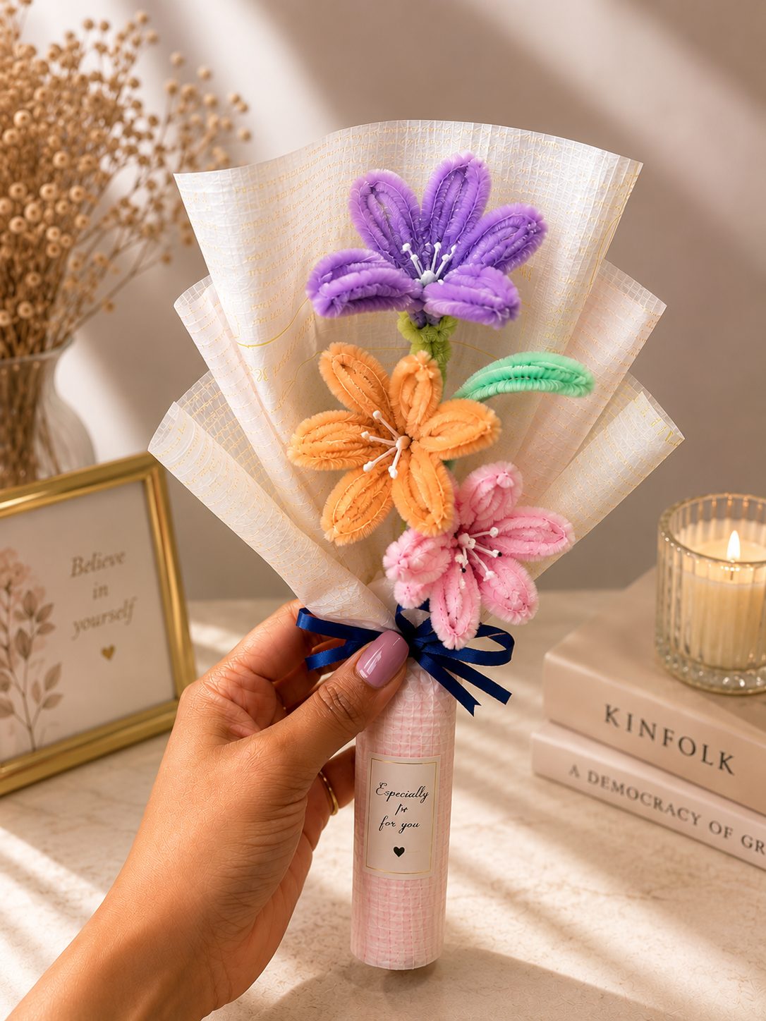 Handmade Mixed Chenille Flower Bouquet